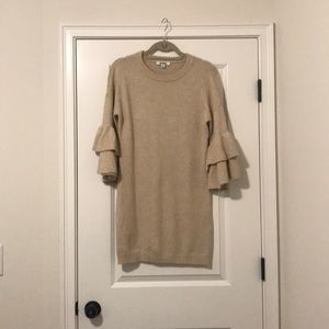 BB Dakota Cream Sweater Dress with Ruffle Sleeves